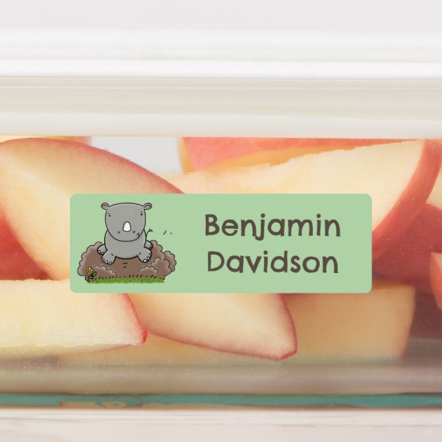 Cute baby rhino cartoon personalized (Affixed)
