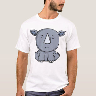 Cute Baby Rhino Kawaii Safari Animal Cartoon T-Shirt