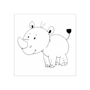 cute baby rhinoceros rubber stamp