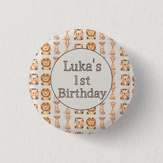 Cute Baby Safari Animals 1 Inch Round Button (Front)