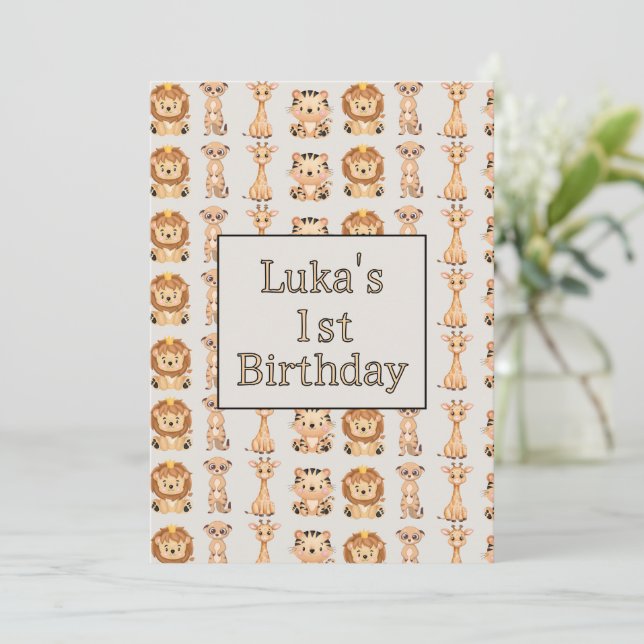 Cute Baby Safari Animals Invitation (Standing Front)