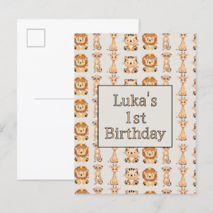 Cute Baby Safari Animals Invitation Postcard