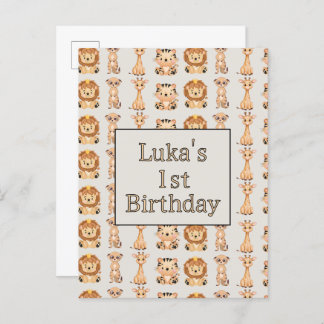 Cute Baby Safari Animals Invitation Postcard