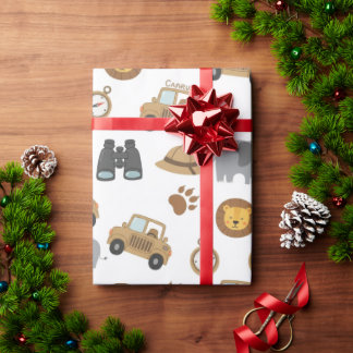 Cute Baby Safari Animals Pattern Wrapping Paper