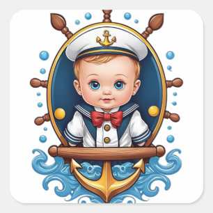 Cute Baby Sailor Square Sticker
