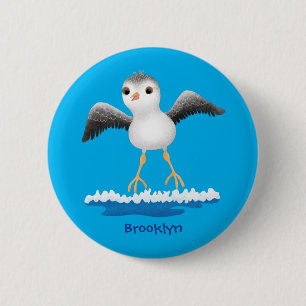 Cute baby sandpiper cartoon illustration  2 inch round button