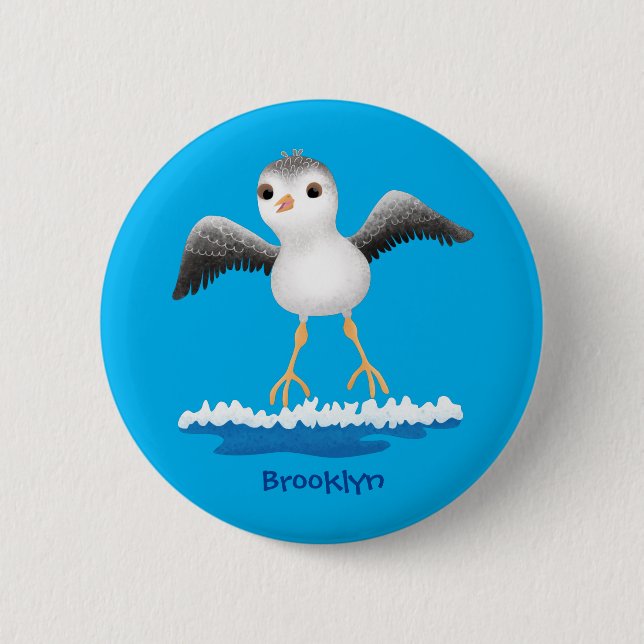 Cute baby sandpiper cartoon illustration  2 inch round button (Front)