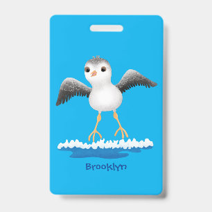 Cute baby sandpiper cartoon illustration badge