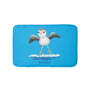 Cute baby sandpiper cartoon illustration bath mat