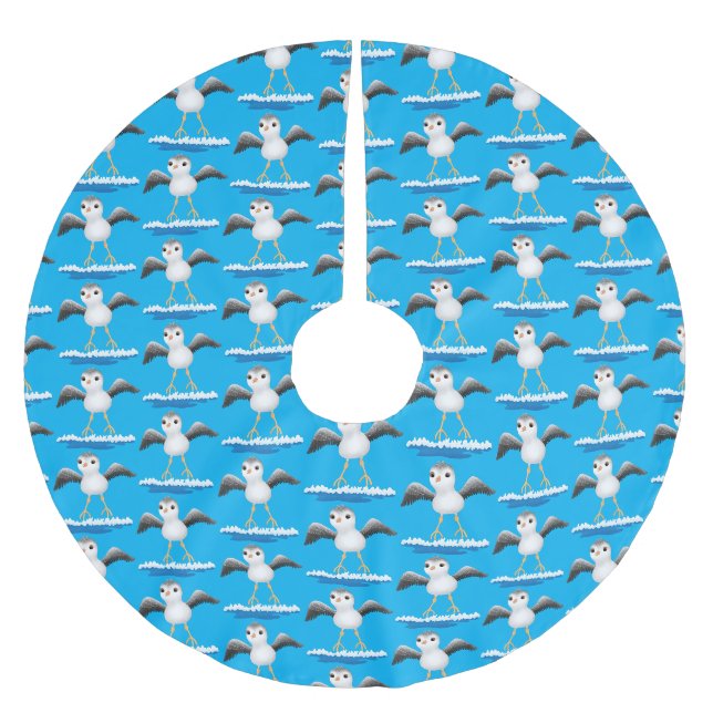 Cute baby sandpiper cartoon illustration  brushed polyester tree skirt (Front)