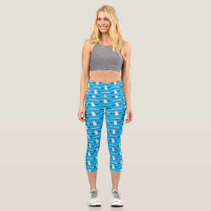 Cute baby sandpiper cartoon illustration  capri leggings