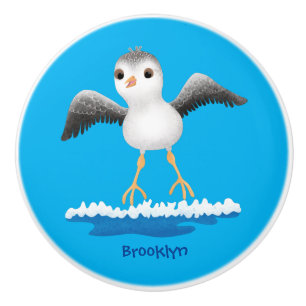 Cute baby sandpiper cartoon illustration ceramic knob