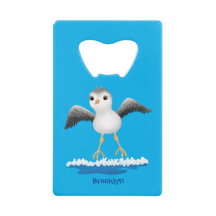 Cute baby sandpiper cartoon illustration credit card bottle opener