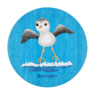 Cute baby sandpiper cartoon illustration cutting board