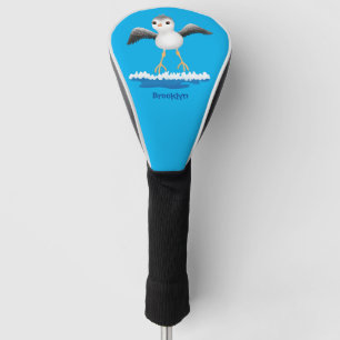 Cute baby sandpiper cartoon illustration golf head cover