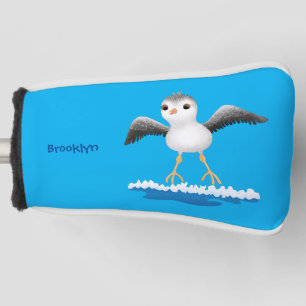 Cute baby sandpiper cartoon illustration golf head cover