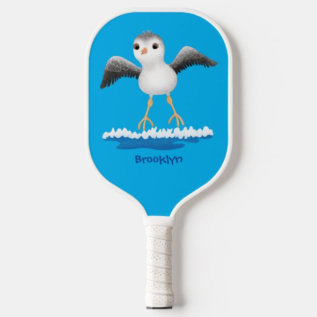 Cute baby sandpiper cartoon illustration  pickleball paddle (Front)