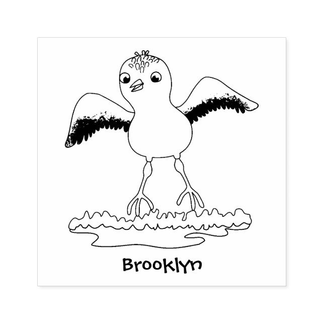 Cute baby sandpiper cartoon illustration rubber stamp (Imprint)