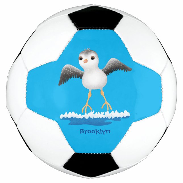 Cute baby sandpiper cartoon illustration soccer ball (Front)