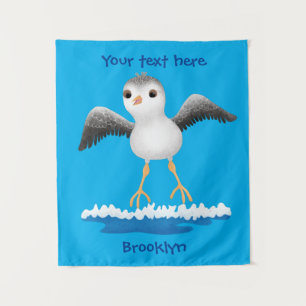 Cute baby sandpiper cartoon illustration tapestry