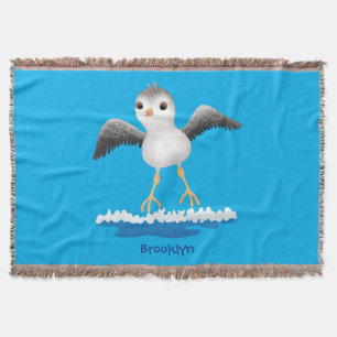 Cute baby sandpiper cartoon illustration  throw blanket