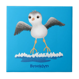 Cute baby sandpiper cartoon illustration tile
