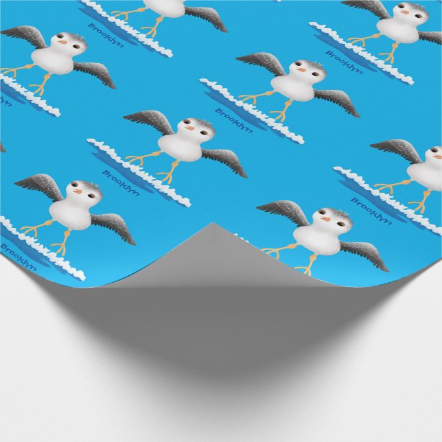 Cute baby sandpiper cartoon illustration wrapping paper (Corner)