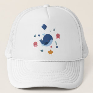 Cute Baby Sea Creatures   Whale Jellyfish Octopus  Trucker Hat
