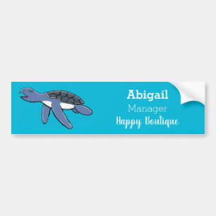 Cute baby sea turtle cartoon illustration bumper sticker