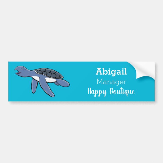 Cute baby sea turtle cartoon illustration bumper sticker (Front)