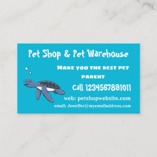 Cute baby sea turtle cartoon illustration business card