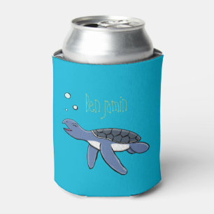 Cute baby sea turtle cartoon illustration can cooler