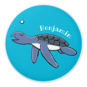 Cute baby sea turtle cartoon illustration ceramic knob