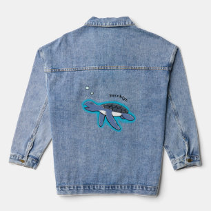 Cute baby sea turtle cartoon illustration denim jacket