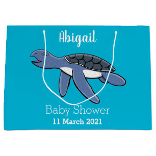 Cute baby sea turtle cartoon illustration large gift bag