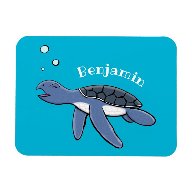 Cute baby sea turtle cartoon illustration magnet (Horizontal)