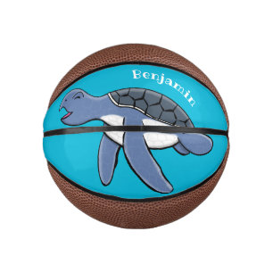 Cute baby sea turtle cartoon illustration mini basketball