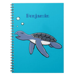 Cute baby sea turtle cartoon illustration notebook