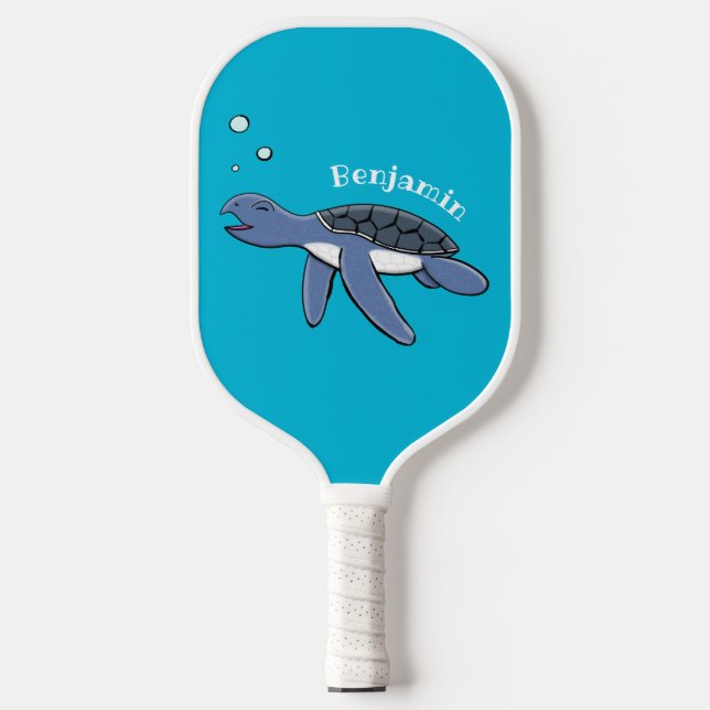 Cute baby sea turtle cartoon illustration  pickleball paddle (Front)