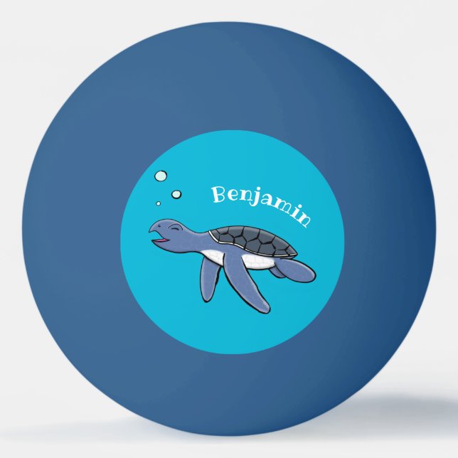 Cute baby sea turtle cartoon illustration ping pong ball (Front)