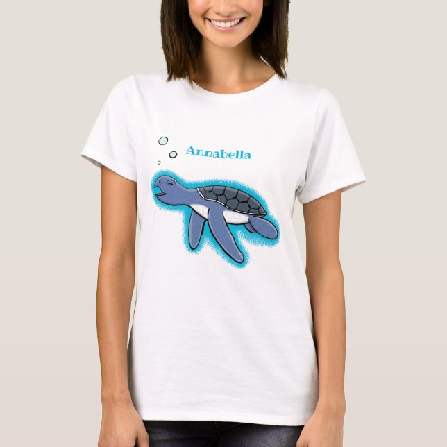 Cute baby sea turtle cartoon illustration T-Shirt (Front)