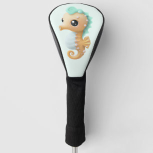 Cute baby seahorse in Teal and White    Golf Head Cover