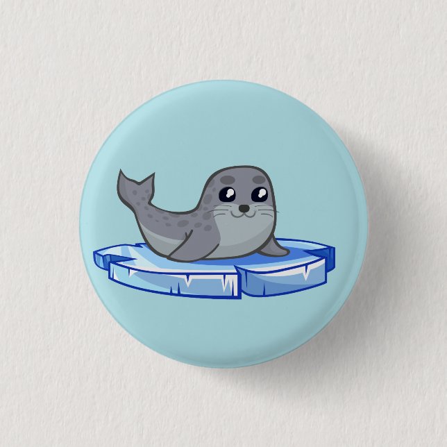 Cute baby seal cartoon 1 inch round button (Front)