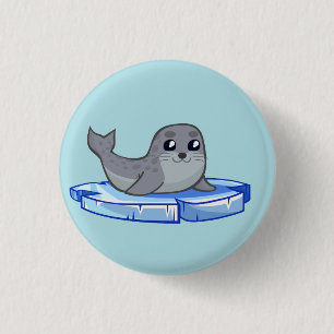 Cute baby seal cartoon 1 inch round button