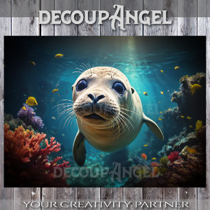 Cute Baby Seal Close-Up - Decoupage - Tissue Paper