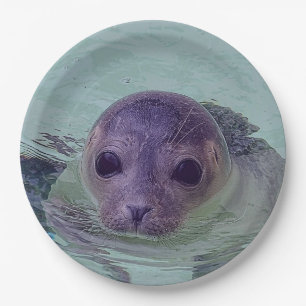 Cute Baby Seal Paper Plate