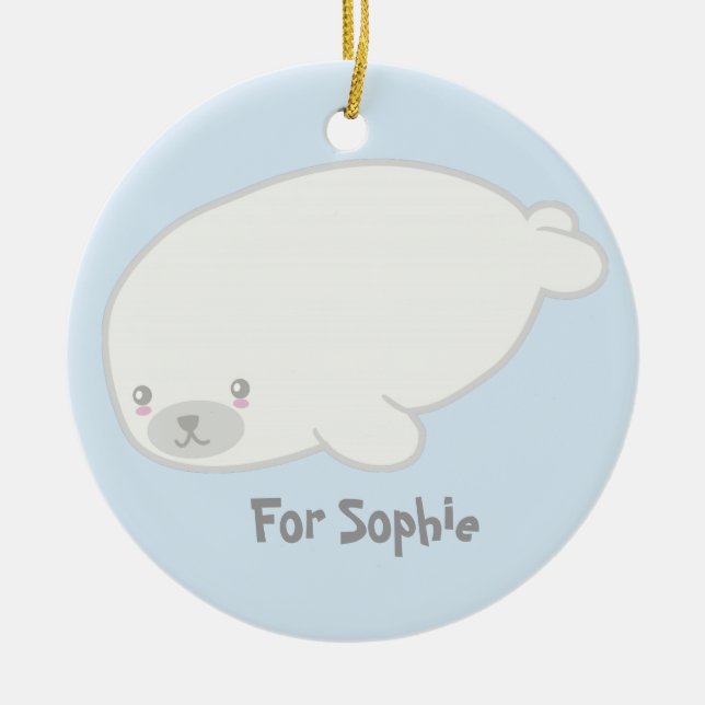 Cute Baby Seal Personalized Ornament (Front)