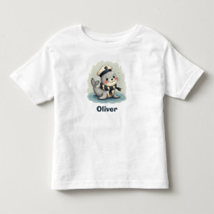 Cute Baby Seal with Sailor Hat and Scarf Toddler T-shirt