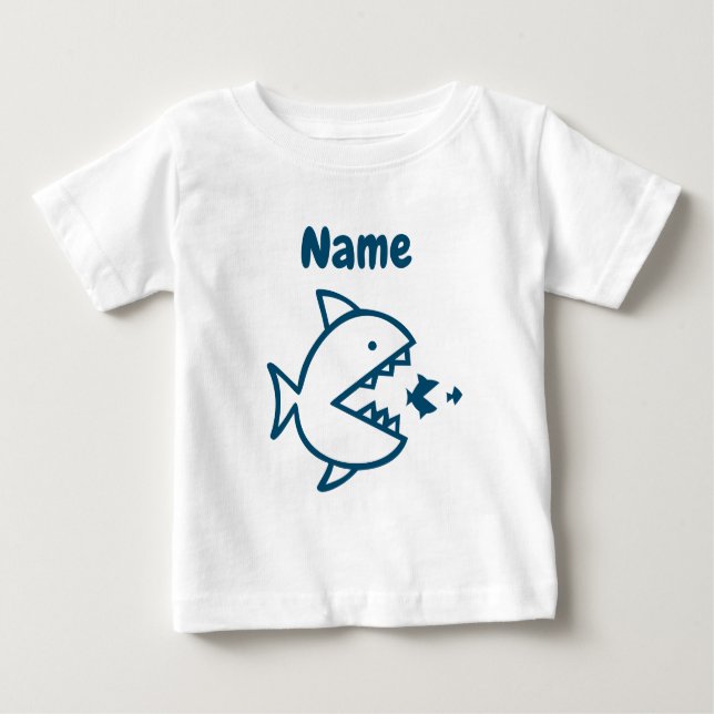 Cute Baby Shark Personalized Name Baby T-Shirt (Front)