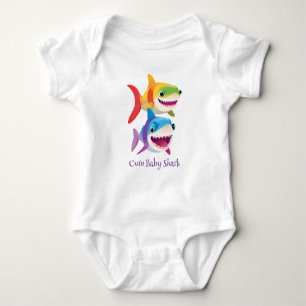 Cute baby shark rainbow colourful birthday kids  bodysuit